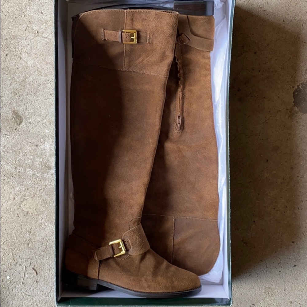 Polo Ralph Lauren new oiled suede knee high boots